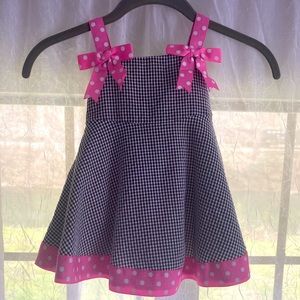 Black and pink gingham toddler dress